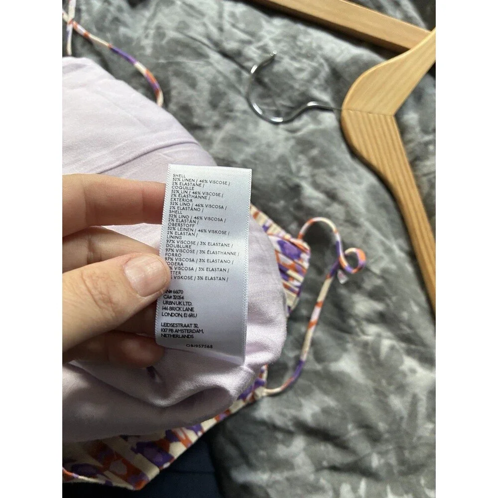 NWT Anthropologie Maeve The Ophelia Sleeveless Linen Mini Dress 4 Purple Orange - Picture 8 of 8